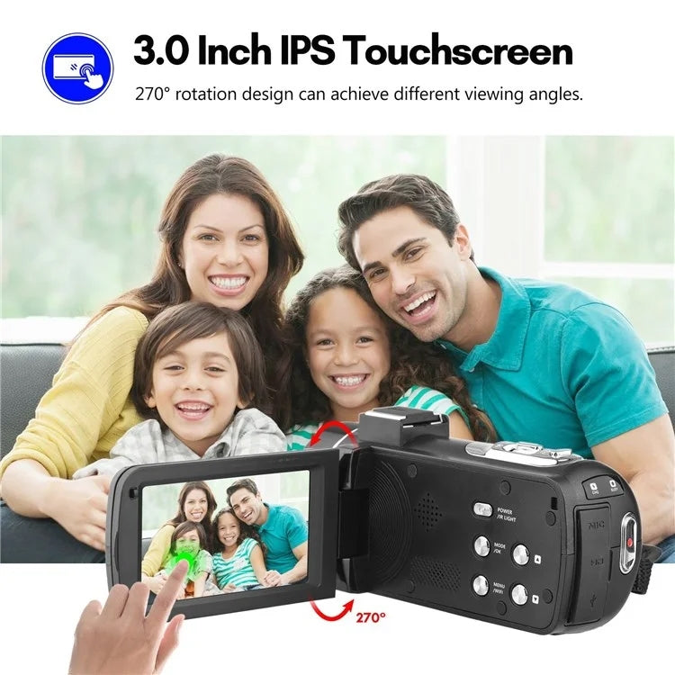 4K Digital Video Camera 3 Inch IPS Touch Screen 56MP 18X Digital Zoom WiFi Camcorder, Standard, Set 1, Set 2, Set 3 4K Digital Video Camera 3 Inch IPS Touch Screen 56MP 18X Digital Zoom WiFi Camcorder, Standard, Set 1, Set 2, Set 3